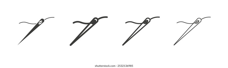 Needle icon in fill and three stroke sizes