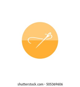 Needle icon in flat color circle style. Sewing tool