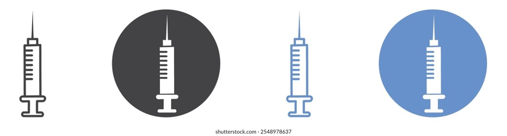Needle icon flat line symbol set.