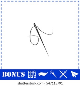 Needle icon flat. Simple vector symbol and bonus icon