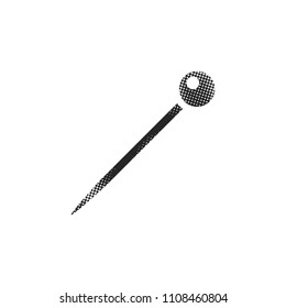 Needle icon in halftone style. Black and white monochrome vector illustration.
