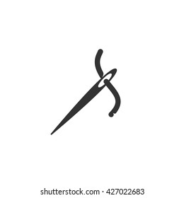 Needle icon isolated on a white background. Logo silhouette design template. Simple symbol concept in flat style. Abstract sign, pictogram for web, mobile and infographics - stock vector