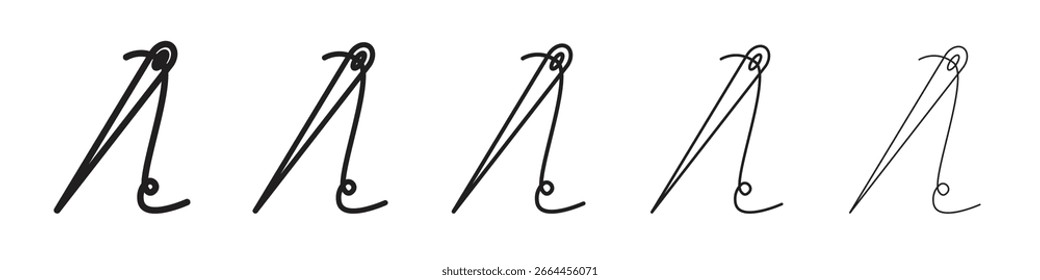 Colección del Vector del arte de la línea del icono de la aguja sobre fondo blanco