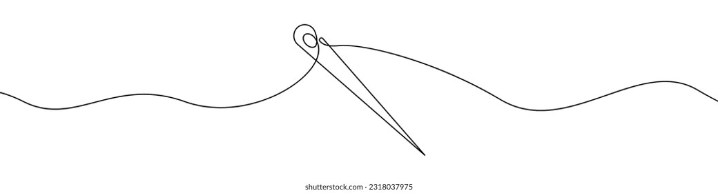 Needle icon line continuous drawing vector. One line Needle icon vector background. Sewing needle icon. Continuous outline of a Sewing needle icon.