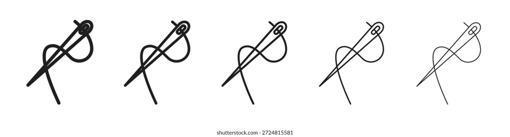 Icono de aguja Vectores lineales. Conjunto de trazos editables