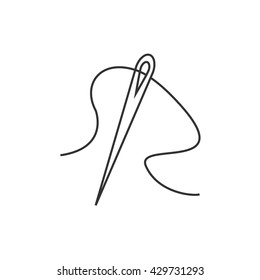 Needle icon or logo line art style. Vector Illustration.