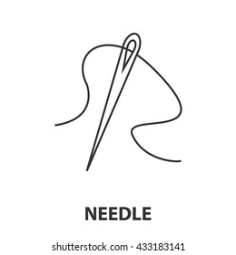Needle icon or logo line art style. Vector Illustration.
