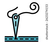 Needle icon. Outline needle vector icon color flat isolated