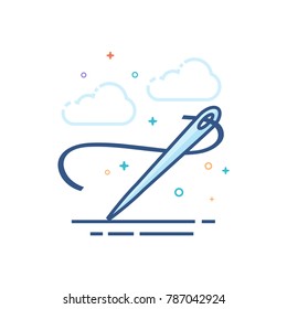 Needle icon in outlined flat color style. Vector illustration.