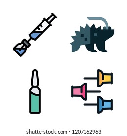 needle icon set. vector set about push pin, ampoul, porcupine and syringe icons set.