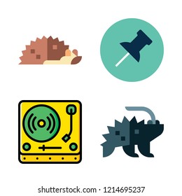 needle icon set. vector set about push pin, hedgehog, turntable and porcupine icons set.