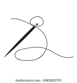  Icono de aguja. Icono de aguja de coser. Icono de aguja de hilo en Ilustración vectorial plana.