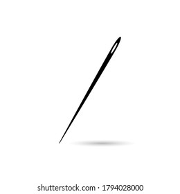 Needle Icon. Simple Needle in Black Shapes isolated on White Background. Usable for Garments and Tailor Resources. Flat Vector Icon Design Template Elements