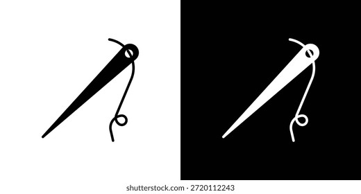 Icono de aguja ilustraciones gráficas planas simples. Vector de silueta blanco y negro