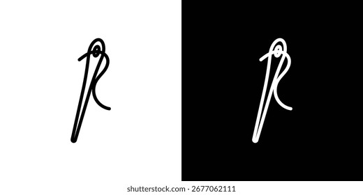 Icono de la aguja. Línea delgada simple, Vectores de contorno