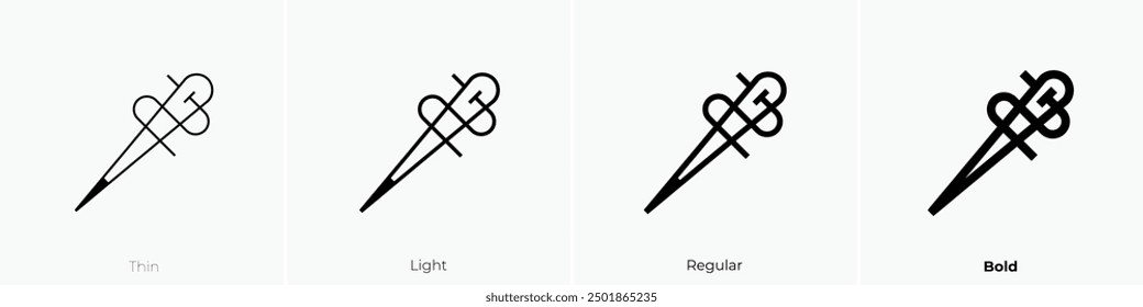 needle icon. Thin, Light Regular And Bold style design isolated on white background