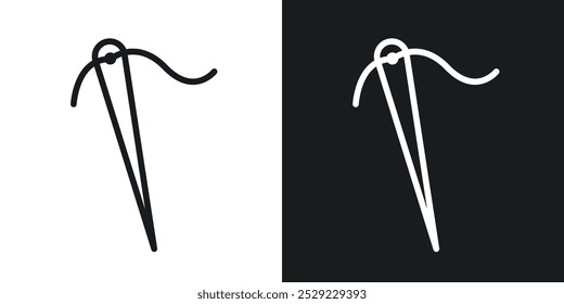 Icono de aguja en color negro de línea delgada. ilustración de símbolos de Vector simple plano.