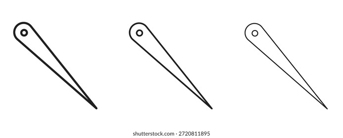 Ícone de agulha símbolo de linha fina sobre fundo branco, ilustração vetorial de traçado editável