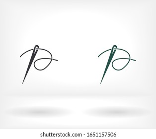 Needle icon. Vector Eps 10 . dressmaking eyelet . Flat Design needle and thread