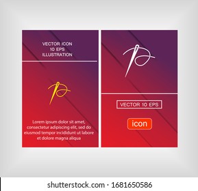Needle icon. Vector Eps 10 . dressmaking eyelet . Flat Design needle and thread
