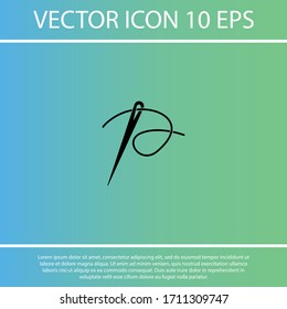 Icono de aguja. Vector Eps 10 . eyelet de confección . Jeringa de diseño plano e hilo