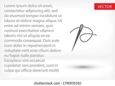 Icono de aguja. Vector Eps 10. eyelet de costura. Aguja de diseño plano e hilo