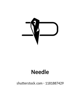 Needle icon vector isolated on white background, logo concept of Needle sign on transparent background, filled black symbol