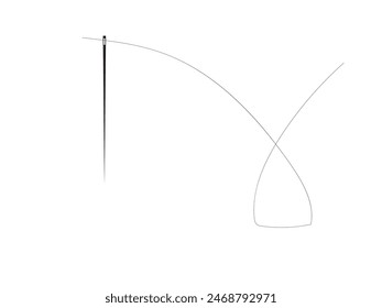 Needle icon vector on a white background. Needle and thread silhouette icon. Sewing needle with thread. Vector illustration.