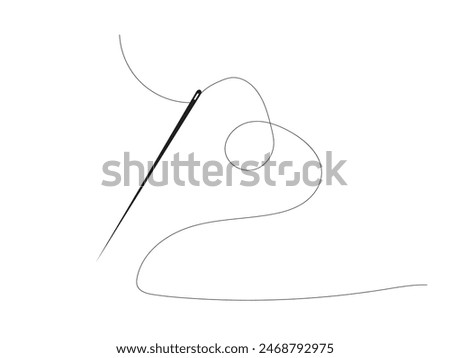 Needle icon vector on a white background. Needle and thread silhouette icon. Sewing needle with thread. Vector illustration.