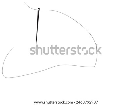 Needle icon vector on a white background. Needle and thread silhouette icon. Sewing needle with thread. Vector illustration.