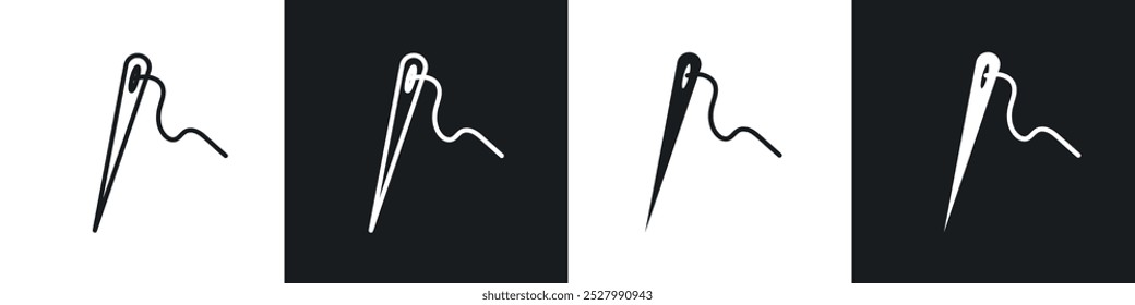 Needle icon vector icon set black filled and outlined style.