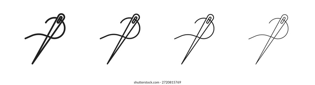 Iconos de aguja delinean el diseño de Vector negro. Línea con trazo editable.