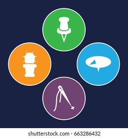 Needle icons set. set of 4 needle filled icons such as pin, cactus
