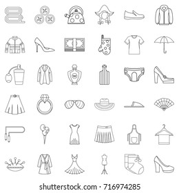 Needle icons set. Outline style of 36 needle vector icons for web isolated on white background