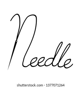 Needle lettering text logo vector