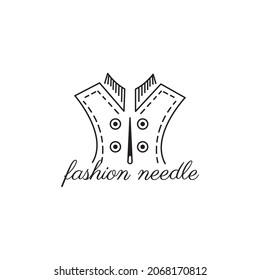 needle logo confection fashion illustration line design vector