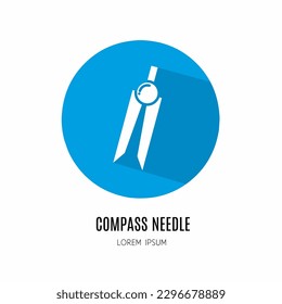 Needle logo. Illustration of needle in flat. Stock vector.