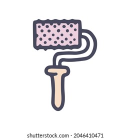 Nadel-Massagewalze Farbe Vektordoodle einfache Symbol