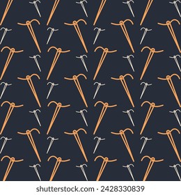 Needle multicolor repeating trendy pattern in dark background vector illustration