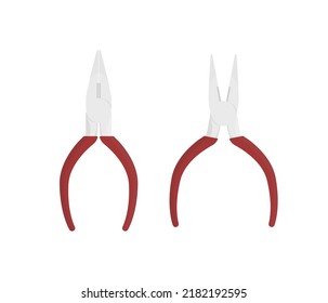 Pinzas nasales ilustran el diseño plano vectorial aislado. Vector de alicates de nariz larga. símbolo de alicates.
