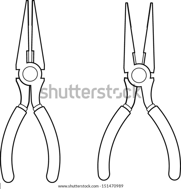 Needle Nose Pliers Line Art Stock Vector Royalty Free