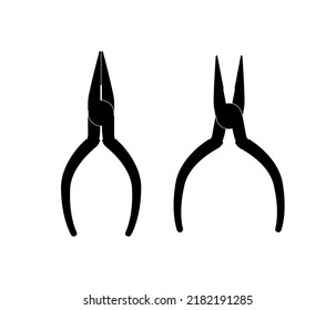Needle nose Pliers silhouette vector black color isolated. Needle nose Pliers symbol. plier vector.