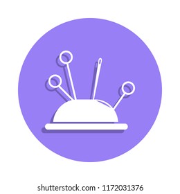 needle pillow icon in badge style. One of Handmade collection icon can be used for UI, UX on white background
