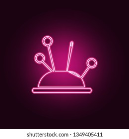 needle pillow icon. Elements of Handmade in neon style icons. Simple icon for websites, web design, mobile app, info graphics