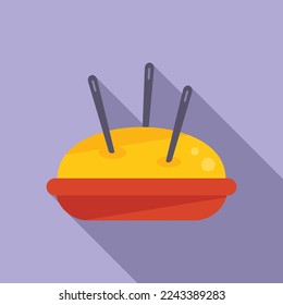 Needle pillow icon flat vector. Clothing tailor. Cleaning sew