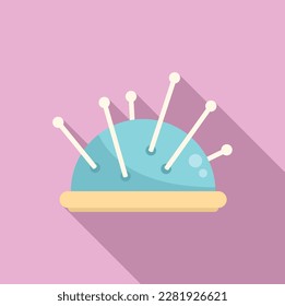 Needle pillow icon flat vector. Wool knit. Scarf yarn
