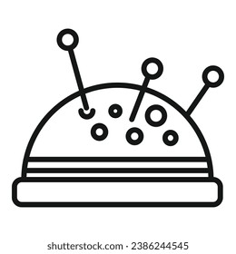 Needle pillow icon outline vector. Craft decorative machine. Work meter