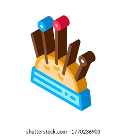 Vector de iconos de la almohada de la aguja. Señal isométrica de almohada de aguja. ilustración de símbolo aislado de color