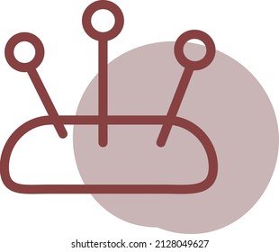 almohada de aguja, ilustración, vector sobre un fondo blanco.