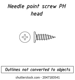 needle point screw PH head fastener outline
